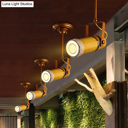DecorBites™ DecorBites™ Semi Flush Lodge Light: Stylish Wood, Metal, and Bamboo Adjustable Ceiling Fixture for Restaurants - 1/2/3-Light Tube