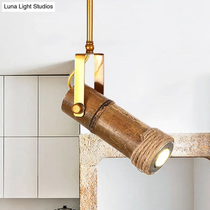 DecorBites™ DecorBites™ Semi Flush Lodge Light: Stylish Wood, Metal, and Bamboo Adjustable Ceiling Fixture for Restaurants - 1/2/3-Light Tube