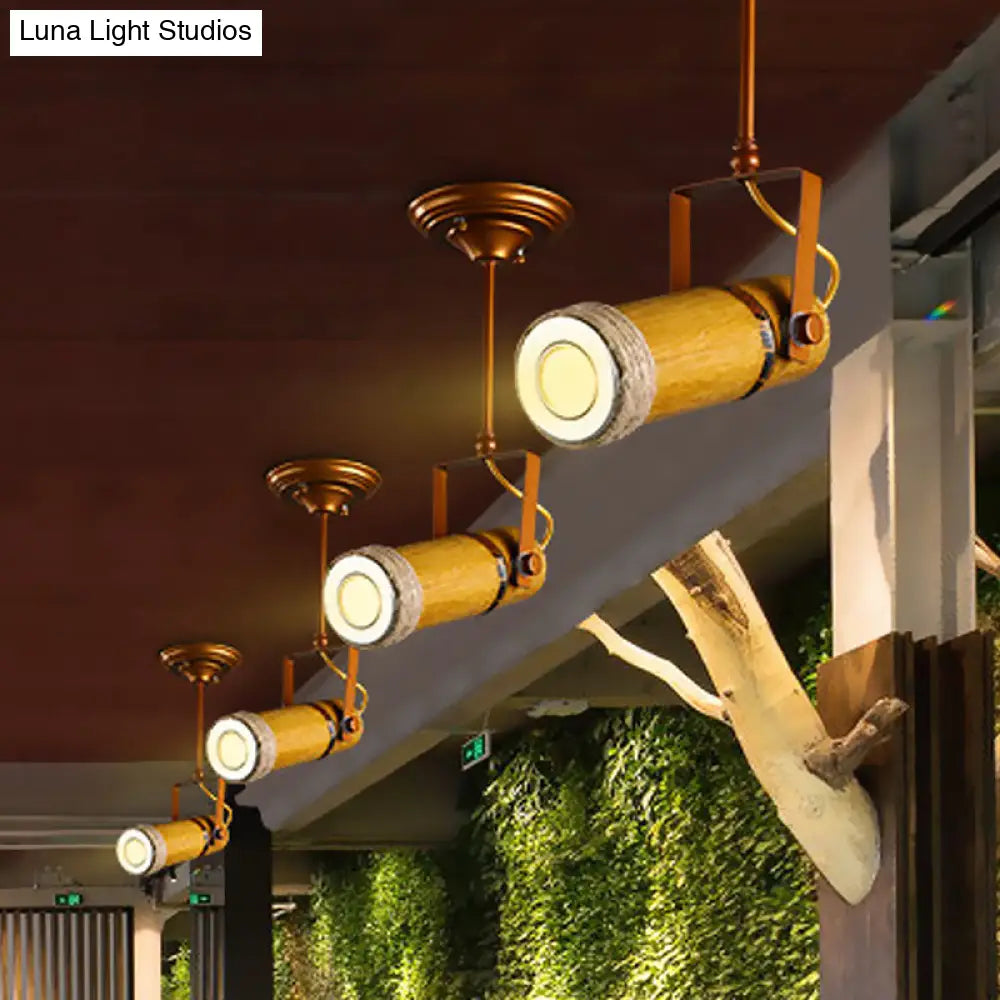 DecorBites™ DecorBites™ Semi Flush Lodge Light: Stylish Wood, Metal, and Bamboo Adjustable Ceiling Fixture for Restaurants - 1/2/3-Light Tube