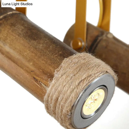 DecorBites™ DecorBites™ Semi Flush Lodge Light: Stylish Wood, Metal, and Bamboo Adjustable Ceiling Fixture for Restaurants - 1/2/3-Light Tube