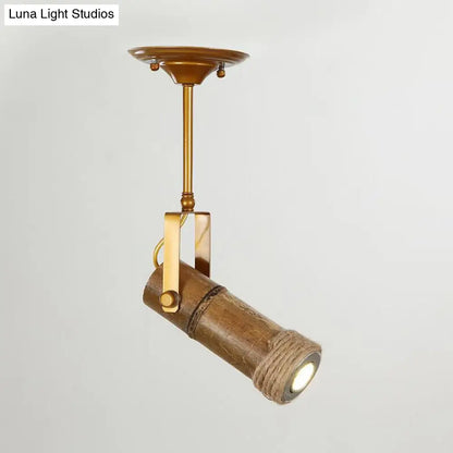 DecorBites™ DecorBites™ Semi Flush Lodge Light: Stylish Wood, Metal, and Bamboo Adjustable Ceiling Fixture for Restaurants - 1/2/3-Light Tube