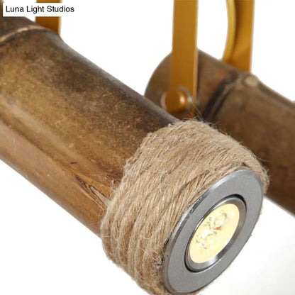 DecorBites™ DecorBites™ Semi Flush Lodge Light: Stylish Wood, Metal, and Bamboo Adjustable Ceiling Fixture for Restaurants - 1/2/3-Light Tube