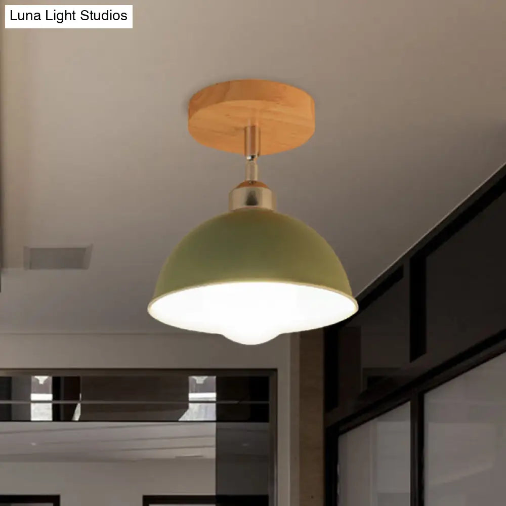 DecorBites™ DecorBites™ Semi Flush Mount Ceiling Light: 1 Head Rotatable, Metal Macaron Dome Shade, Indoor Pink/Yellow Design