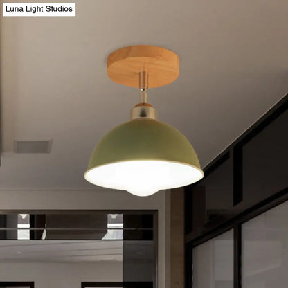 DecorBites™ DecorBites™ Semi Flush Mount Ceiling Light: 1 Head Rotatable, Metal Macaron Dome Shade, Indoor Pink/Yellow Design