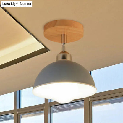 DecorBites™ DecorBites™ Semi Flush Mount Ceiling Light: 1 Head Rotatable, Metal Macaron Dome Shade, Indoor Pink/Yellow Design