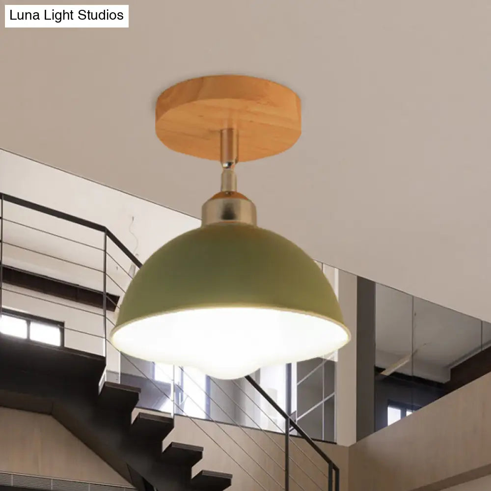 DecorBites™ DecorBites™ Semi Flush Mount Ceiling Light: 1 Head Rotatable, Metal Macaron Dome Shade, Indoor Pink/Yellow Design