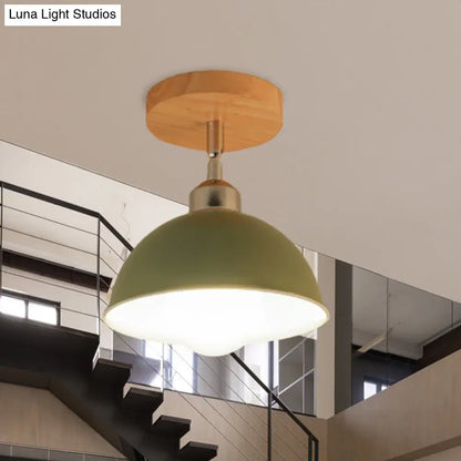 DecorBites™ DecorBites™ Semi Flush Mount Ceiling Light: 1 Head Rotatable, Metal Macaron Dome Shade, Indoor Pink/Yellow Design