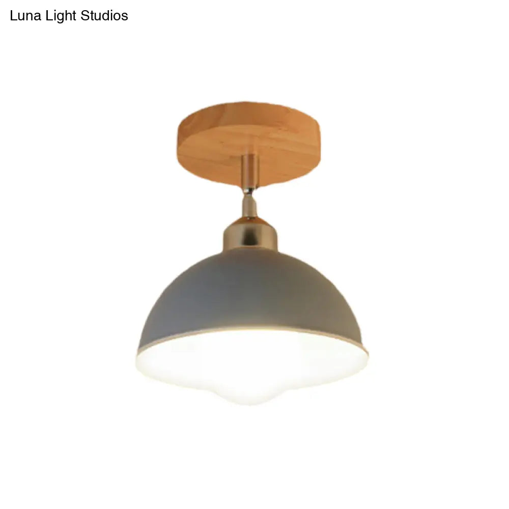 DecorBites™ DecorBites™ Semi Flush Mount Ceiling Light: 1 Head Rotatable, Metal Macaron Dome Shade, Indoor Pink/Yellow Design