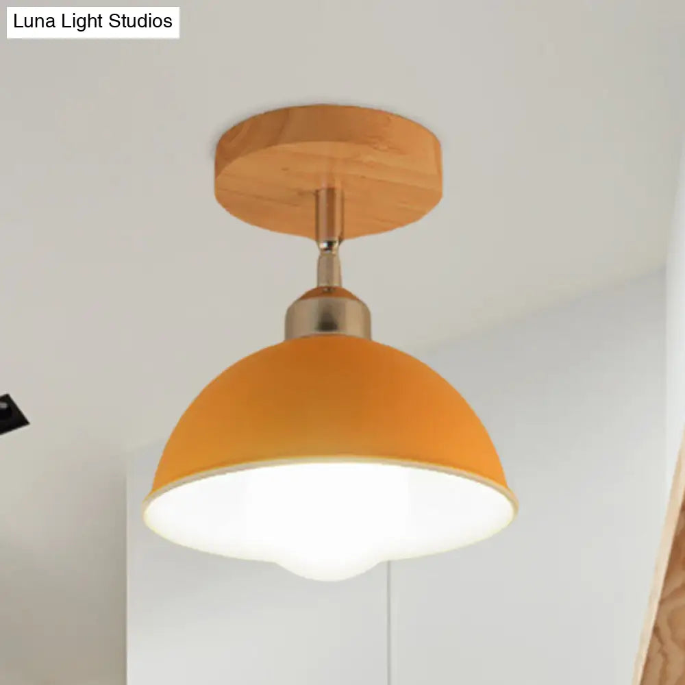 DecorBites™ DecorBites™ Semi Flush Mount Ceiling Light: 1 Head Rotatable, Metal Macaron Dome Shade, Indoor Pink/Yellow Design