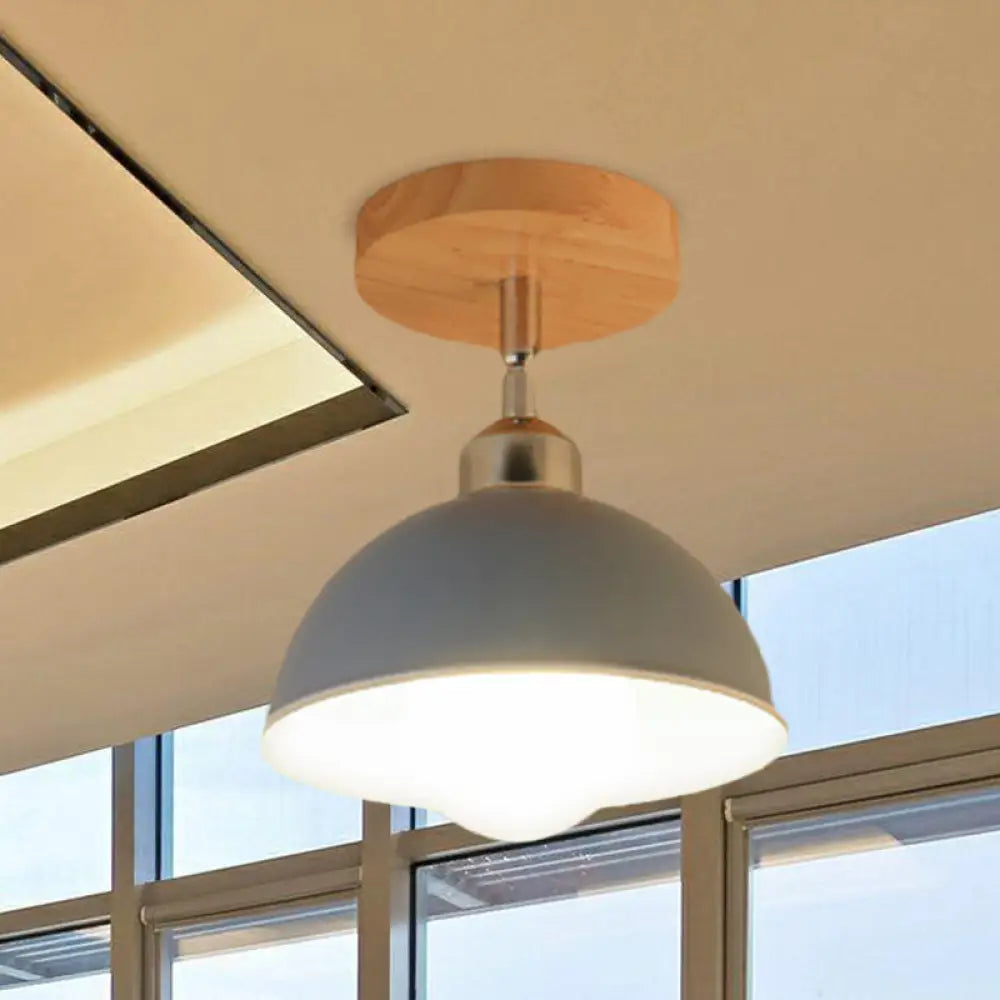 DecorBites™ DecorBites™ Semi Flush Mount Ceiling Light: 1 Head Rotatable, Metal Macaron Dome Shade, Indoor Pink/Yellow Design