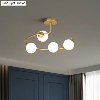 DecorBites™ DecorBites™ Semi Flush Mount Ceiling Light in Gold with Cream Glass Artistry - Sphere Corridor Flush Mount