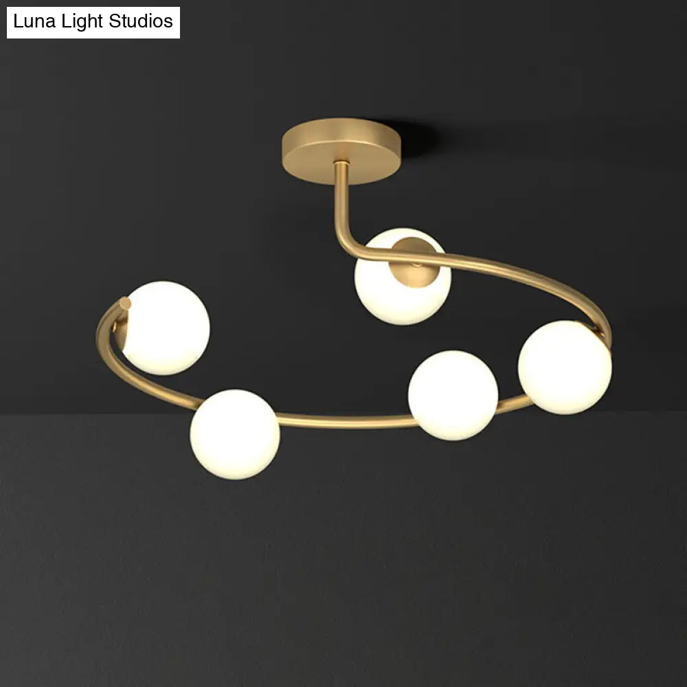 DecorBites™ DecorBites™ Semi Flush Mount Ceiling Light in Gold with Cream Glass Artistry - Sphere Corridor Flush Mount