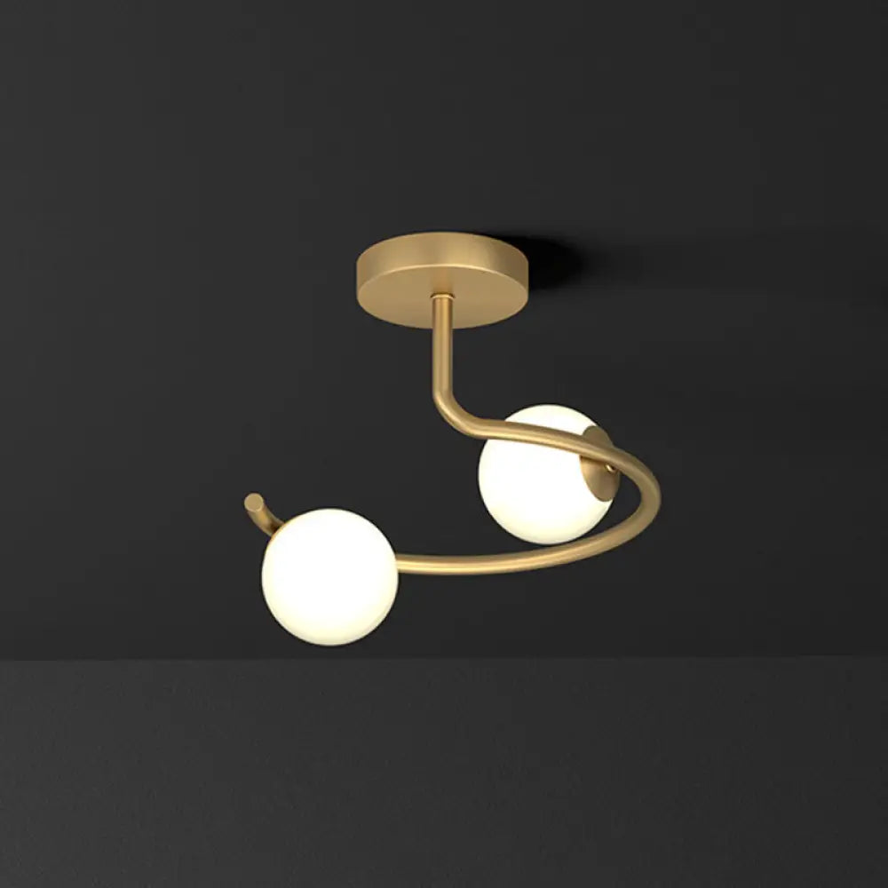 DecorBites™ DecorBites™ Semi Flush Mount Ceiling Light in Gold with Cream Glass Artistry - Sphere Corridor Flush Mount