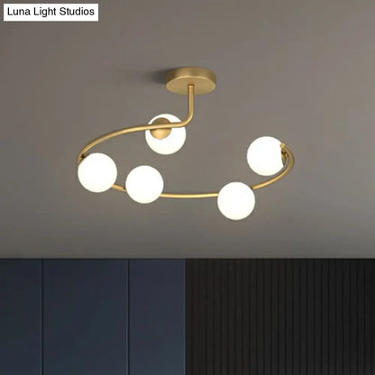 DecorBites™ DecorBites™ Semi Flush Mount Ceiling Light in Gold with Cream Glass Artistry - Sphere Corridor Flush Mount