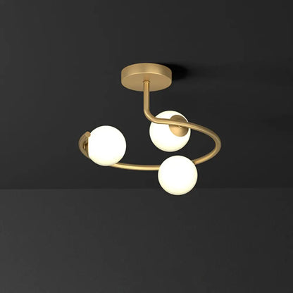 DecorBites™ DecorBites™ Semi Flush Mount Ceiling Light in Gold with Cream Glass Artistry - Sphere Corridor Flush Mount
