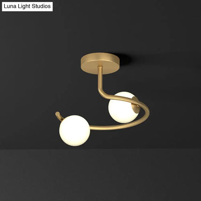 DecorBites™ DecorBites™ Semi Flush Mount Ceiling Light in Gold with Cream Glass Artistry - Sphere Corridor Flush Mount
