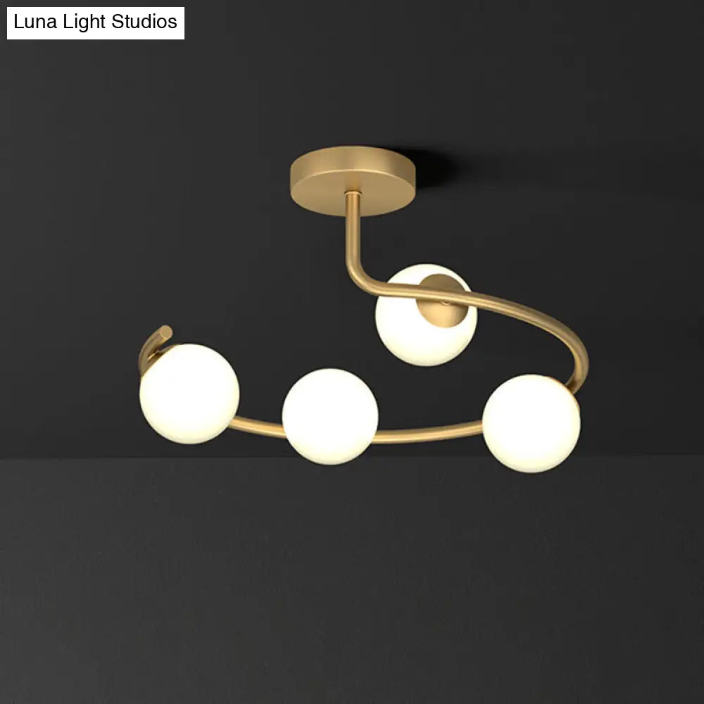 DecorBites™ DecorBites™ Semi Flush Mount Ceiling Light in Gold with Cream Glass Artistry - Sphere Corridor Flush Mount