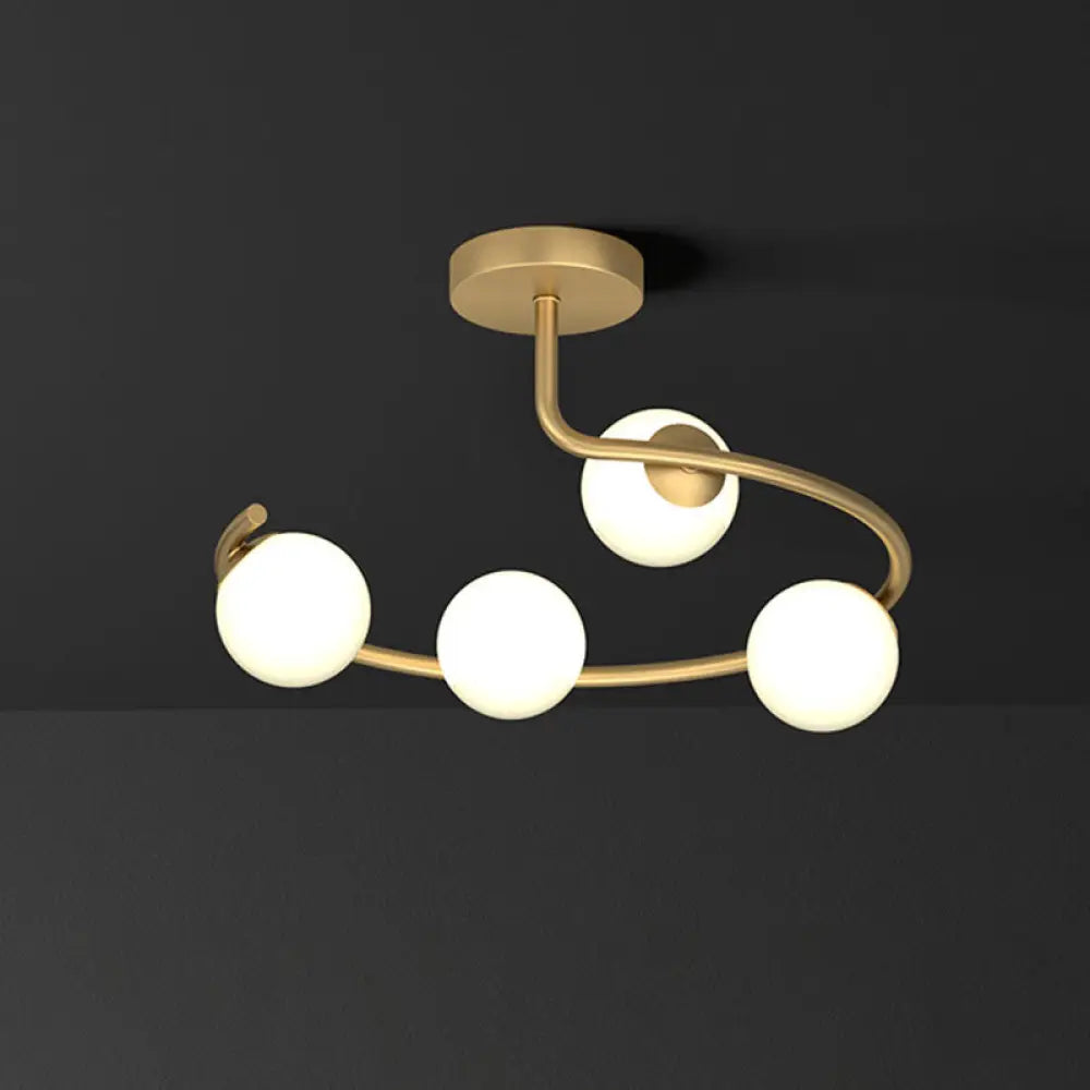 DecorBites™ DecorBites™ Semi Flush Mount Ceiling Light in Gold with Cream Glass Artistry - Sphere Corridor Flush Mount