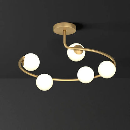 DecorBites™ DecorBites™ Semi Flush Mount Ceiling Light in Gold with Cream Glass Artistry - Sphere Corridor Flush Mount