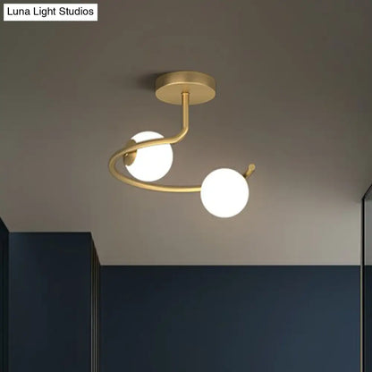 DecorBites™ DecorBites™ Semi Flush Mount Ceiling Light in Gold with Cream Glass Artistry - Sphere Corridor Flush Mount