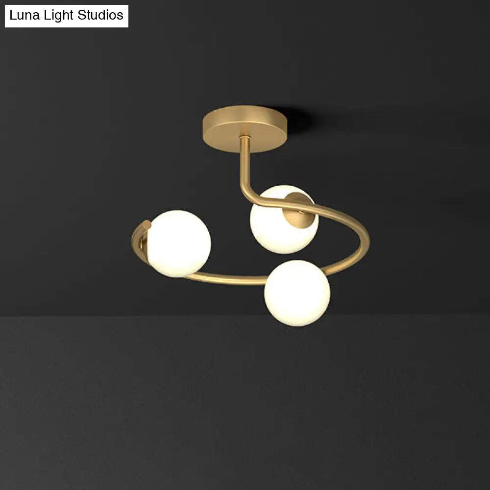 DecorBites™ DecorBites™ Semi Flush Mount Ceiling Light in Gold with Cream Glass Artistry - Sphere Corridor Flush Mount