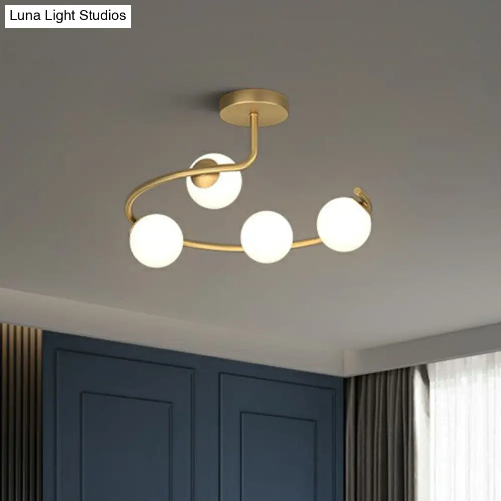 DecorBites™ DecorBites™ Semi Flush Mount Ceiling Light in Gold with Cream Glass Artistry - Sphere Corridor Flush Mount