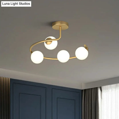 DecorBites™ DecorBites™ Semi Flush Mount Ceiling Light in Gold with Cream Glass Artistry - Sphere Corridor Flush Mount