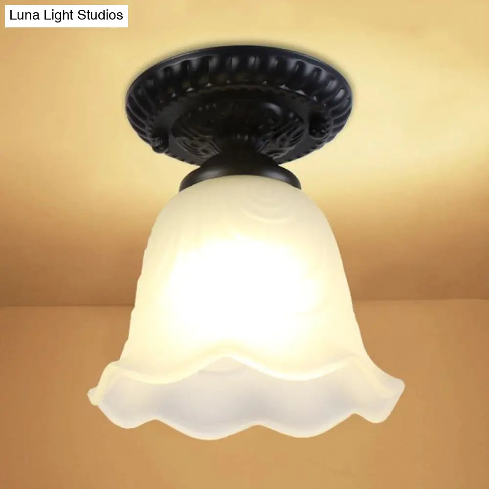 DecorBites™ DecorBites™ Semi Flush Mount Clear Glass Cone Industrial Ceiling Light Fixture with One Bulb in Silver/Brass/Rust