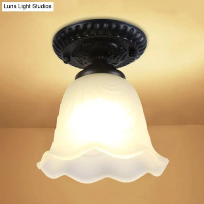 DecorBites™ DecorBites™ Semi Flush Mount Clear Glass Cone Industrial Ceiling Light Fixture with One Bulb in Silver/Brass/Rust