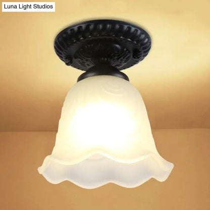 DecorBites™ DecorBites™ Semi Flush Mount Clear Glass Cone Industrial Ceiling Light Fixture with One Bulb in Silver/Brass/Rust