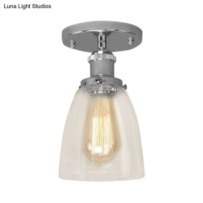 DecorBites™ DecorBites™ Semi Flush Mount Clear Glass Cone Industrial Ceiling Light Fixture with One Bulb in Silver/Brass/Rust