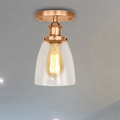 DecorBites™ DecorBites™ Semi Flush Mount Clear Glass Cone Industrial Ceiling Light Fixture with One Bulb in Silver/Brass/Rust