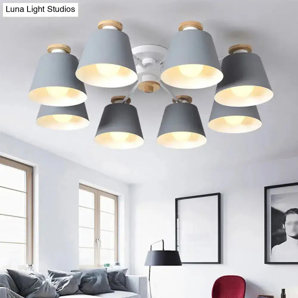 Lámpara de techo semiempotrada DecorBites™: Iluminación moderna de metal y madera para sala de estar