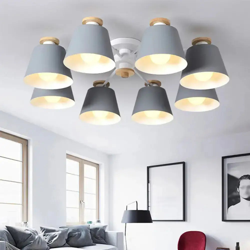 Lámpara de techo semiempotrada DecorBites™: Iluminación moderna de metal y madera para sala de estar