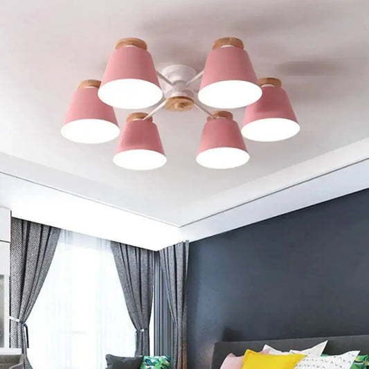 DecorBites™ DecorBites™ Semi Flush Mount Light Fixture: Modern Metal & Wood Ceiling Lighting for Living Room