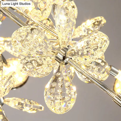 DecorBites™ DecorBites™ Semi Flush Mount Modernist Flower Crystal Ceiling Lamp - 13 Heads, Silver Finish - for Living Room