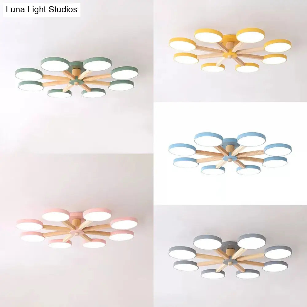 DecorBites™ DecorBites™ Semi-Flush Mount Snowflake Ceiling Light with 8 Modern Macaron Lights for Living Room