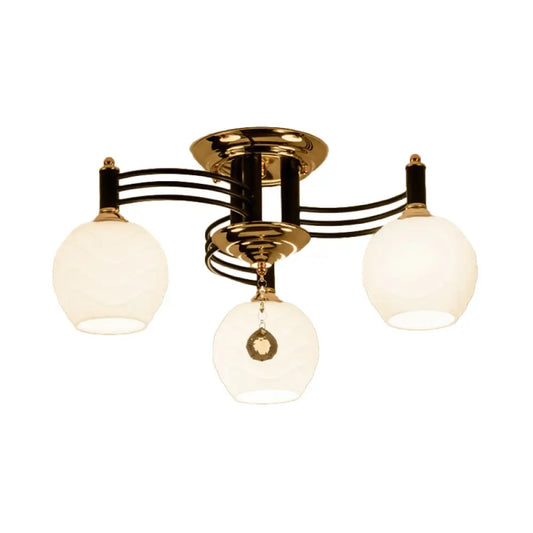 DecorBites™ DecorBites™ Semi Flush Mount Vintage Style Black Ceiling Light Fixture with White Swirl Glass & Multiple Head Options