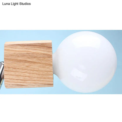 DecorBites™ DecorBites™ Semi-Flush Open Bulb Ceiling Light with Square Loft Style Design - 3/5 Heads, Wood Metallic Mount Chandelier