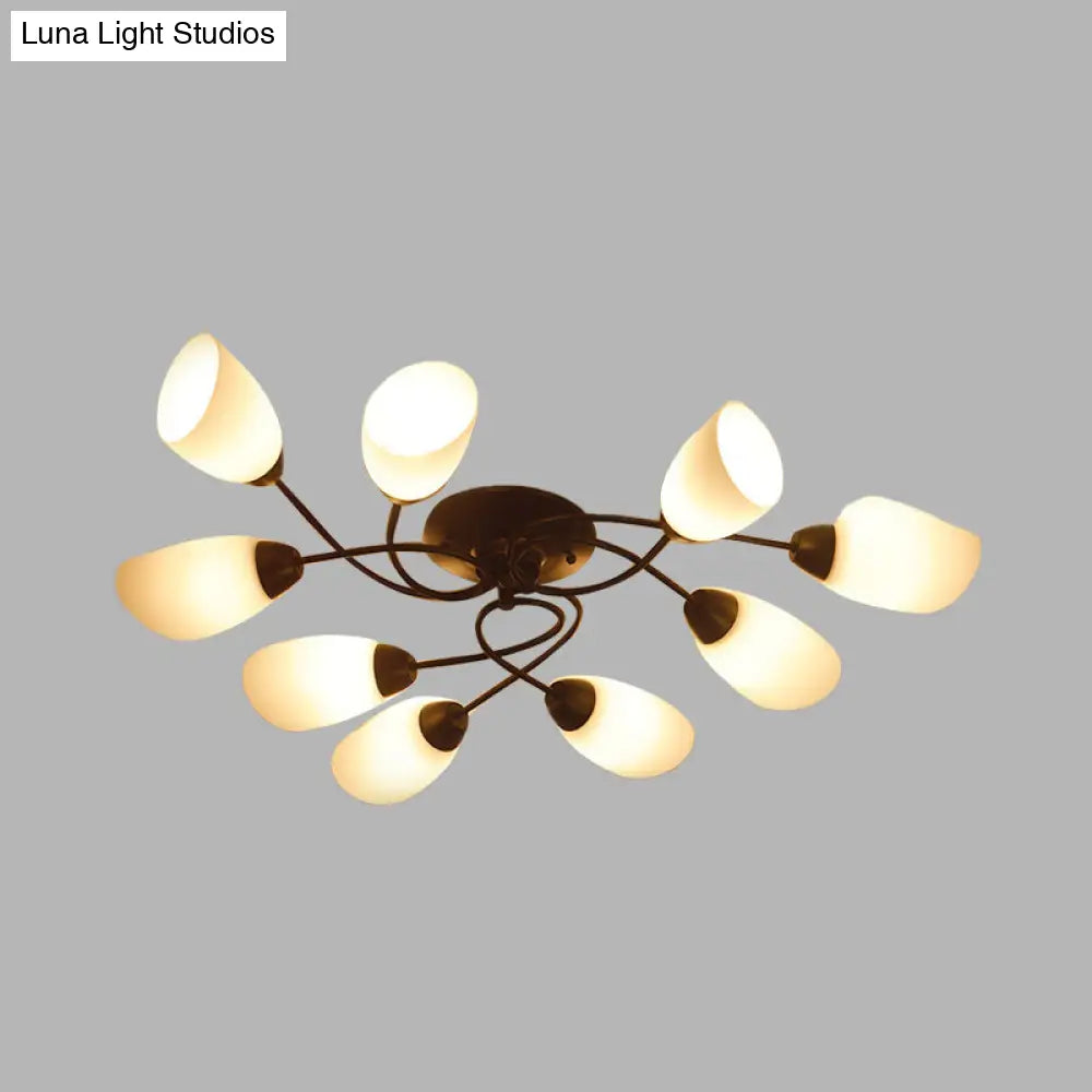 DecorBites™ DecorBites™ Semi Flush Oval Ceiling Mount Lighting with 4/6/9 Traditional White Glass Lights - Perfect for Living Room