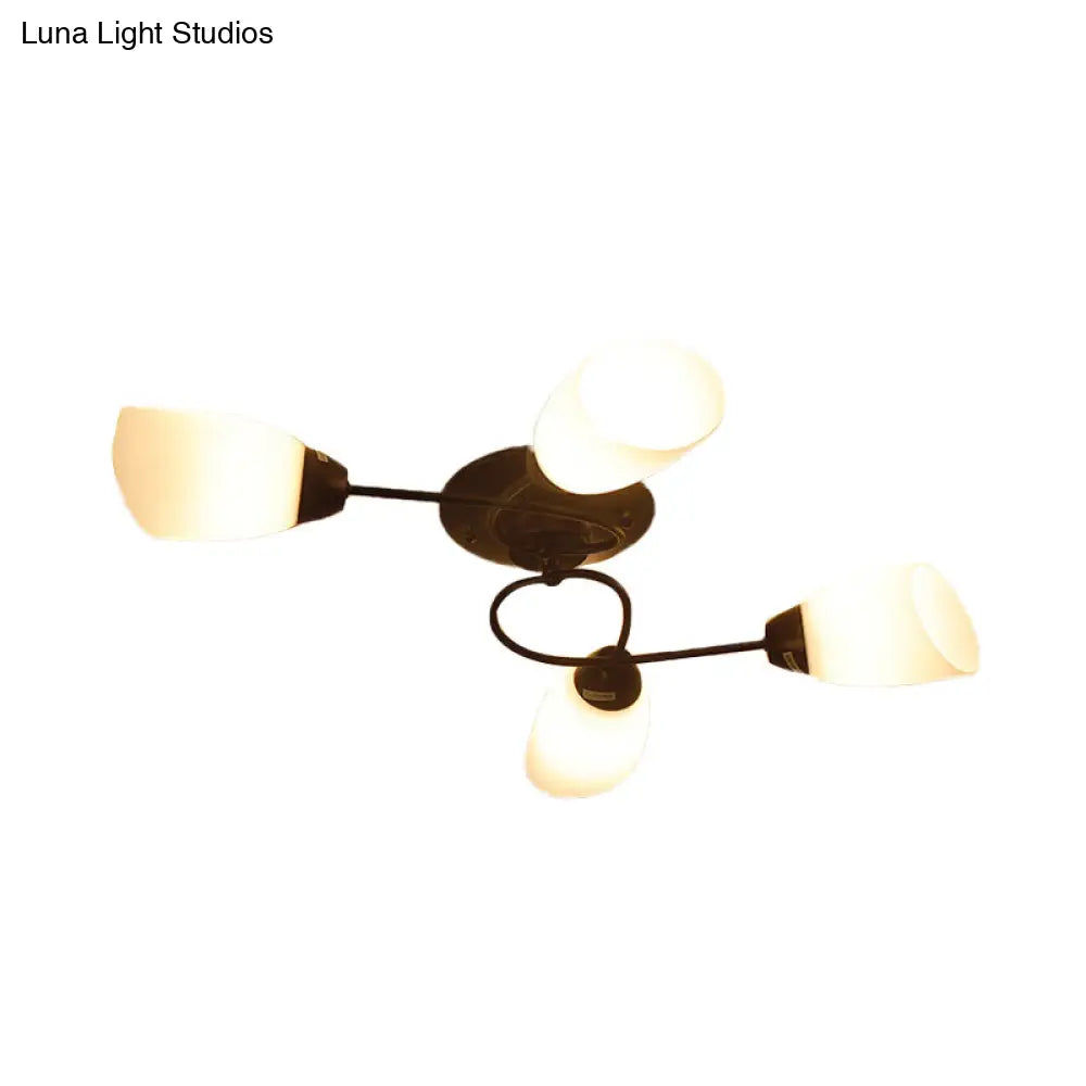 DecorBites™ DecorBites™ Semi Flush Oval Ceiling Mount Lighting with 4/6/9 Traditional White Glass Lights - Perfect for Living Room