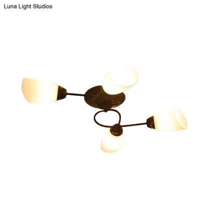 DecorBites™ DecorBites™ Semi Flush Oval Ceiling Mount Lighting with 4/6/9 Traditional White Glass Lights - Perfect for Living Room