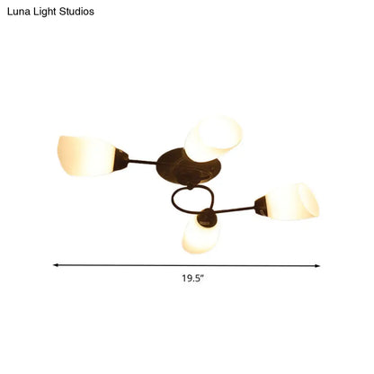 DecorBites™ DecorBites™ Semi Flush Oval Ceiling Mount Lighting with 4/6/9 Traditional White Glass Lights - Perfect for Living Room