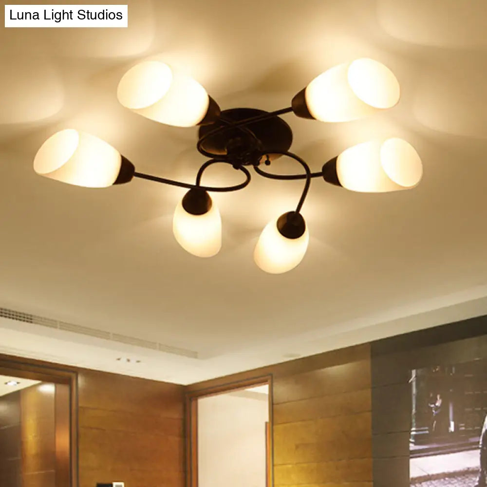 DecorBites™ DecorBites™ Semi Flush Oval Ceiling Mount Lighting with 4/6/9 Traditional White Glass Lights - Perfect for Living Room