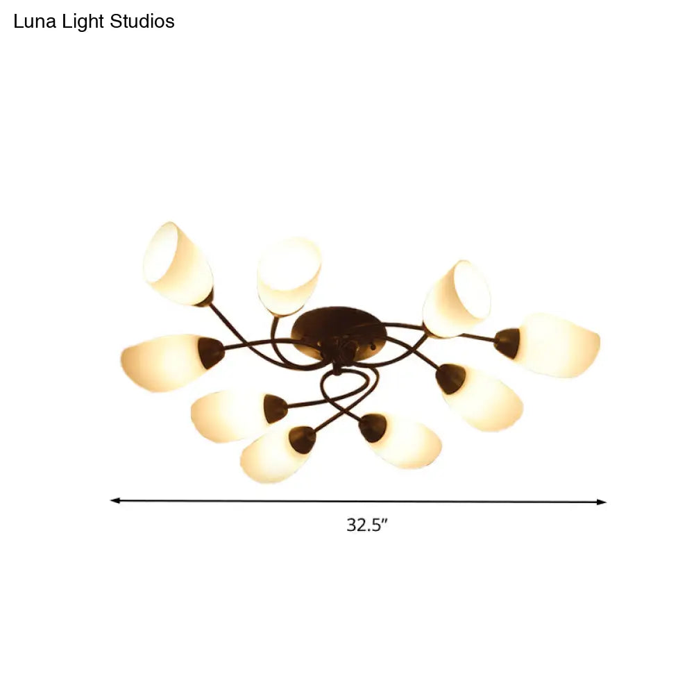 DecorBites™ DecorBites™ Semi Flush Oval Ceiling Mount Lighting with 4/6/9 Traditional White Glass Lights - Perfect for Living Room