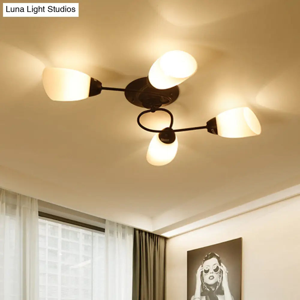DecorBites™ DecorBites™ Semi Flush Oval Ceiling Mount Lighting with 4/6/9 Traditional White Glass Lights - Perfect for Living Room