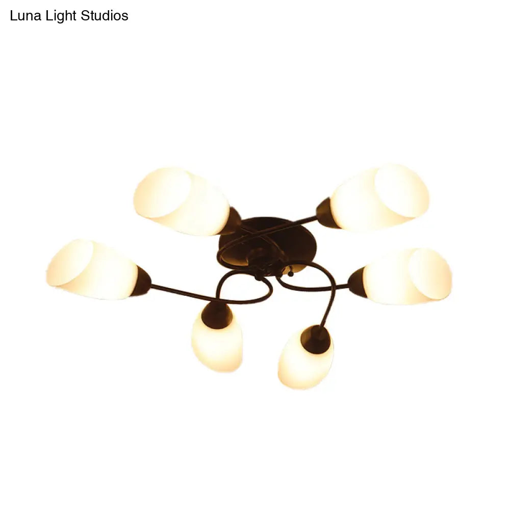 DecorBites™ DecorBites™ Semi Flush Oval Ceiling Mount Lighting with 4/6/9 Traditional White Glass Lights - Perfect for Living Room