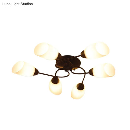 DecorBites™ DecorBites™ Semi Flush Oval Ceiling Mount Lighting with 4/6/9 Traditional White Glass Lights - Perfect for Living Room
