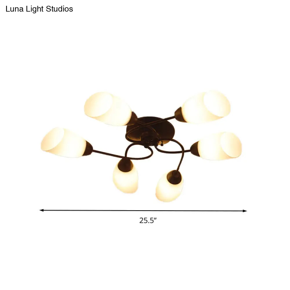 DecorBites™ DecorBites™ Semi Flush Oval Ceiling Mount Lighting with 4/6/9 Traditional White Glass Lights - Perfect for Living Room