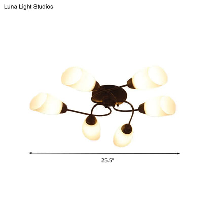 DecorBites™ DecorBites™ Semi Flush Oval Ceiling Mount Lighting with 4/6/9 Traditional White Glass Lights - Perfect for Living Room